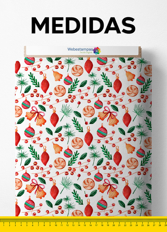 Tecido Microfibra Estampa Digital Natalina 3 com 1,55m de Largura