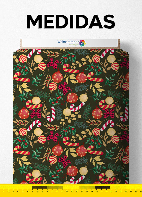 Tecido Microfibra Estampa Digital Natalina 9 com 1,55m de Largura