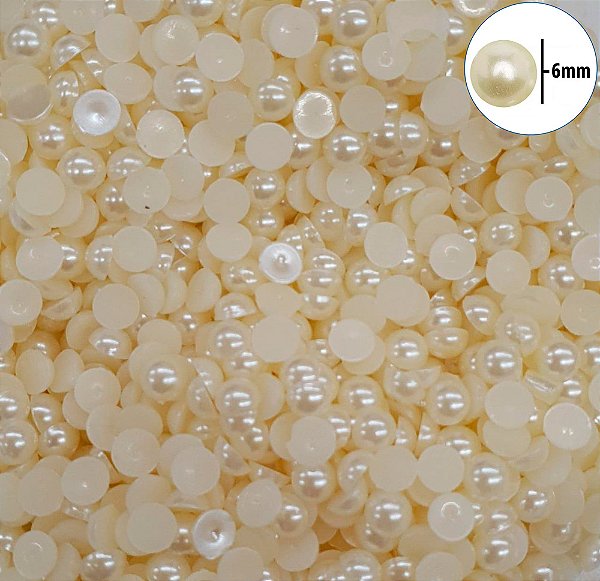 Meia Pérola 6mm Cor Pérola Pacote com 500g