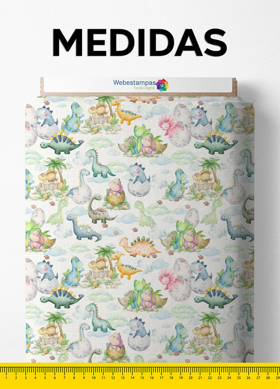Tecido Microfibra Estampa Digital Dinossauros 1,55m de Largura