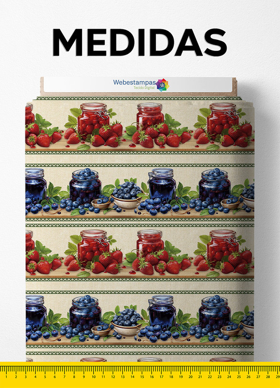 Tecido Microfibra Estampa Digital Frutas 1,55m de Largura