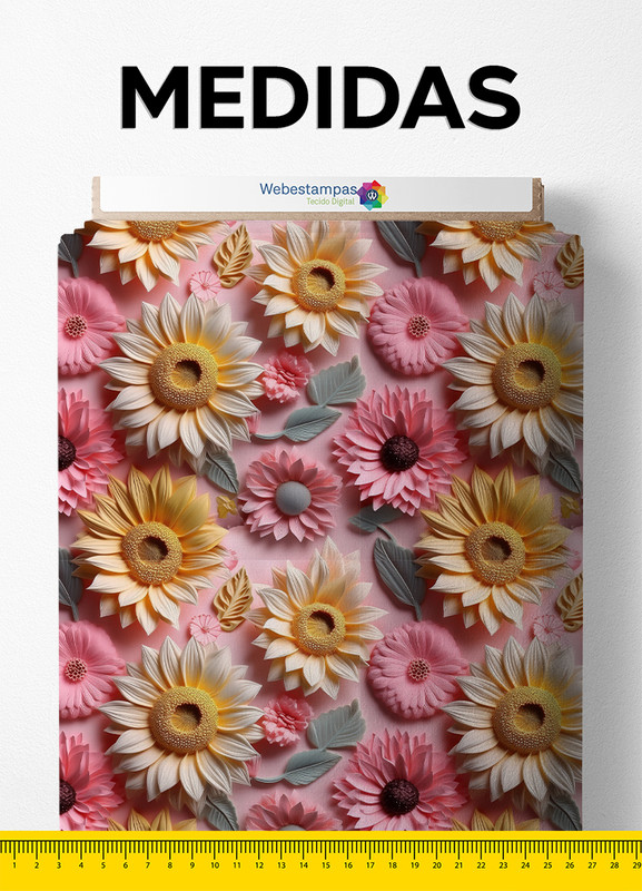 Tecido Cotton Estampa Digital Floral 410 1,60m de Largura