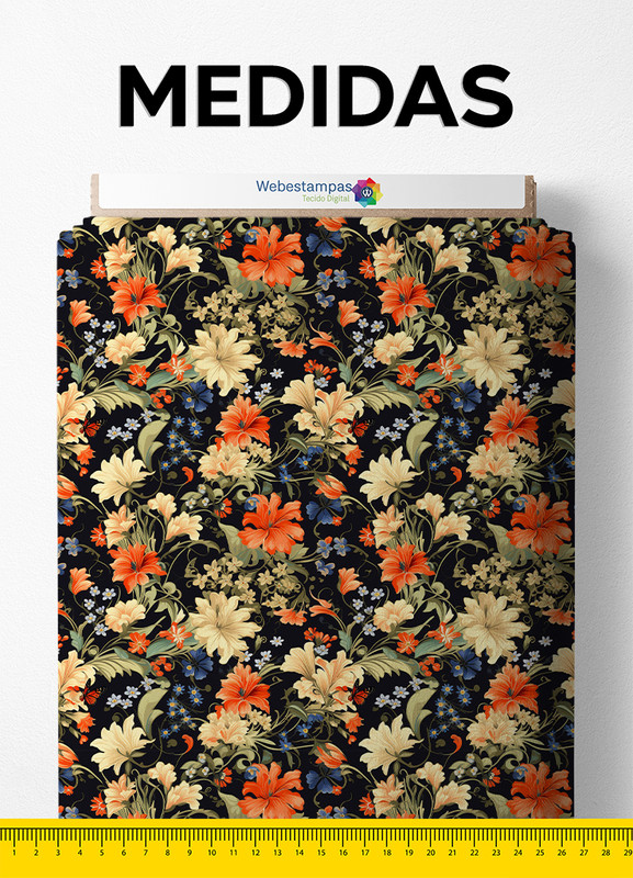 Tecido Cotton Estampa Digital Floral 420 1,60m de Largura