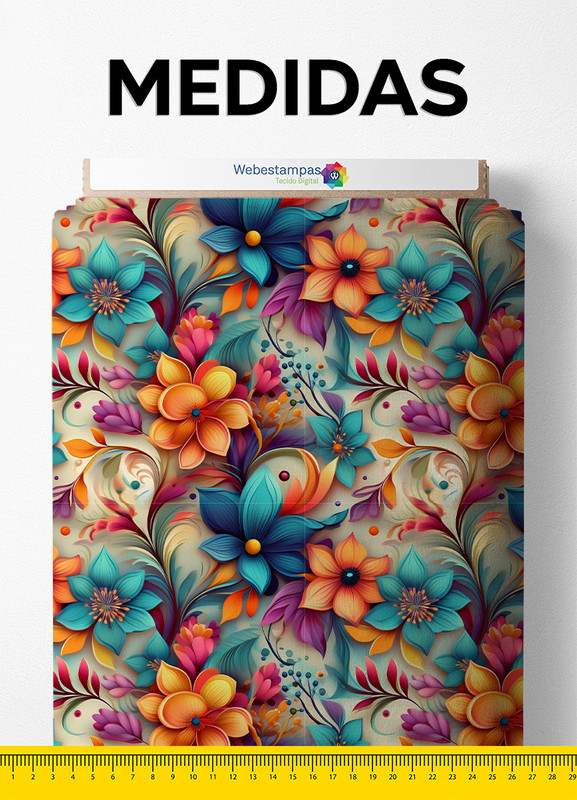 Tecido Oxford Estampa Digital Floral 418 1,55m de Largura