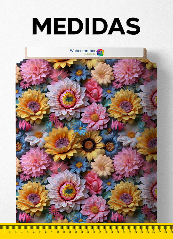 Tecido Cetim Estampa Digital Floral 407 1,40m de Largura