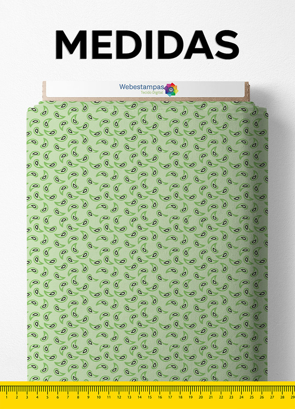 Tecido Cetim Estampa Digital Folhinhas 1,40m de Largura