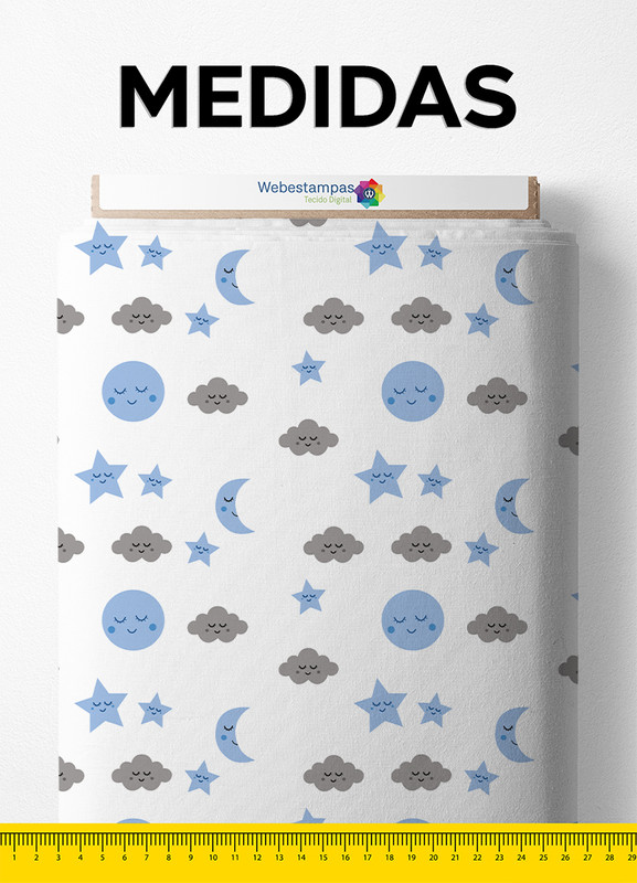 Tecido Velboa Estampa Digital Céu Azul 1,55m de Largura