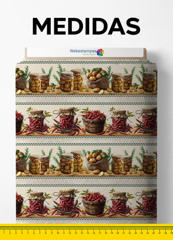 Tecido Veludo Estampa Digital Cozinha 1,40m de Largura