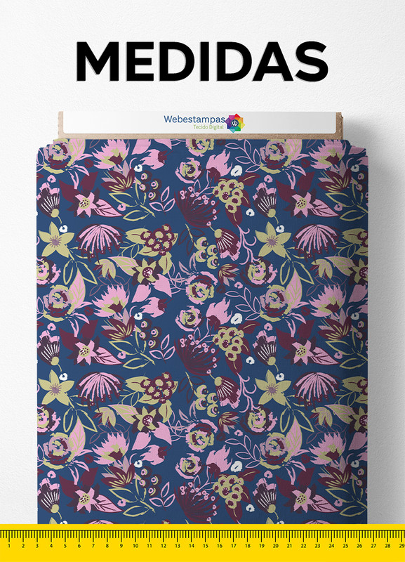 Tecido Veludo Estampa Digital Floral 414 1,40m de Largura
