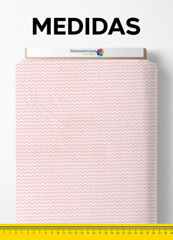 Tecido Tricoline Misto Estampa Digital Chevron Rosa 1,50m de Largura