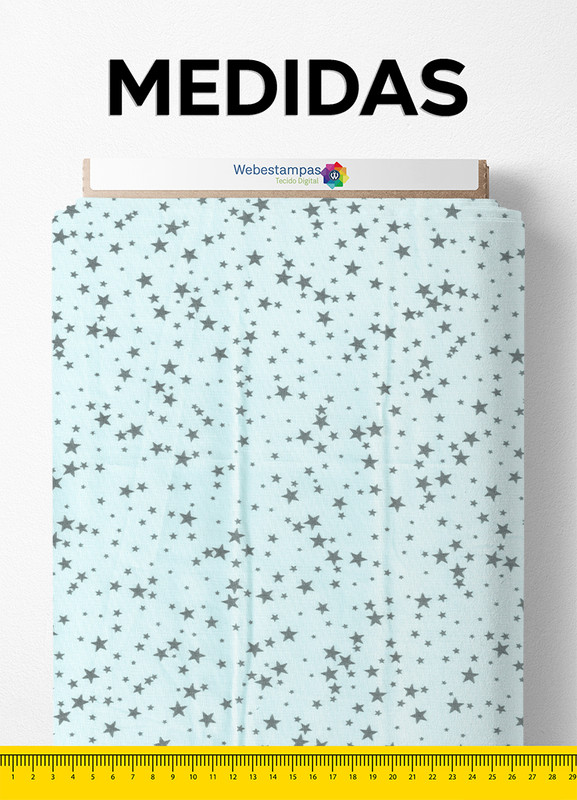 Tecido Tricoline Misto Estampa Digital Estrelinhas Fundo Azul 1,50m de Largura