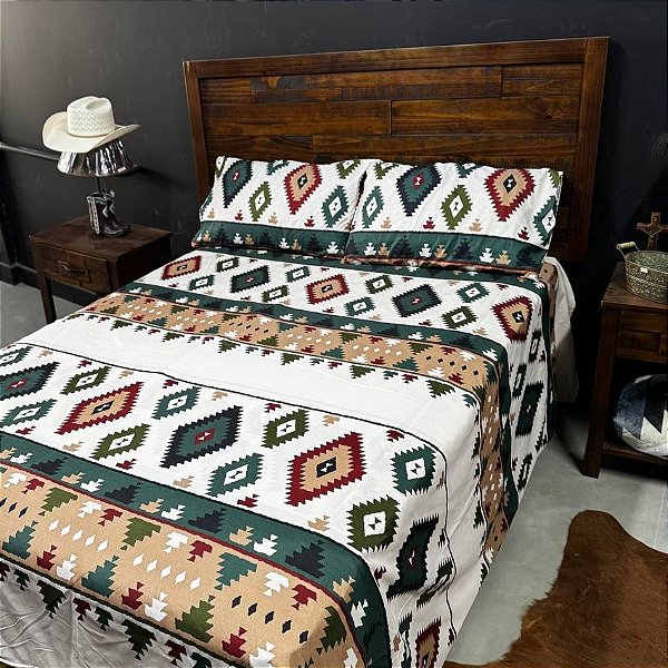Conjunto de Capa de Edredom e 2 Fronhas Navajo