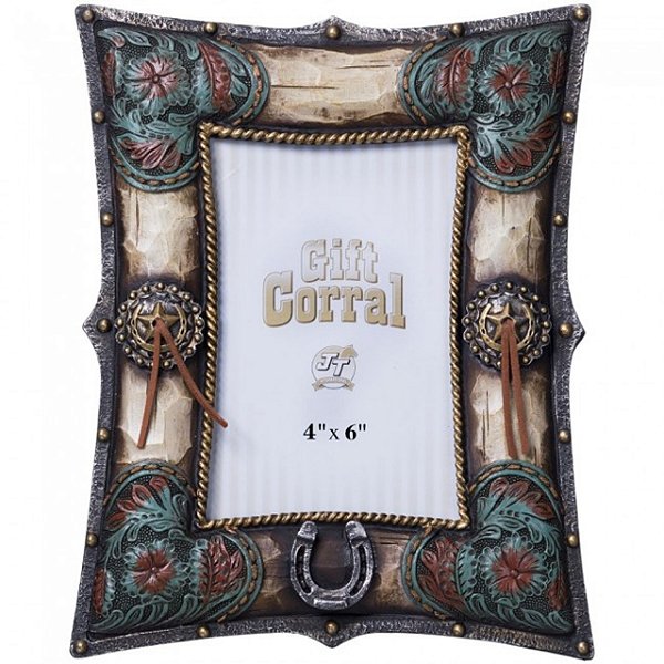 Porta Retrato Turq/Flowers 87-9811-0-0