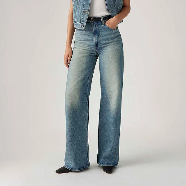 Calça Jeans Levi's® Ribcage Wide Leg Lavagem Média