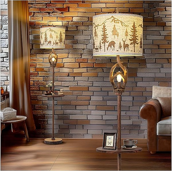 Abajur De Chão Farmhouse Deer Horn