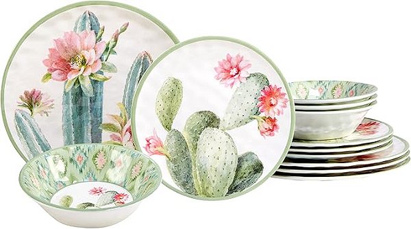 Conjunto De Louça De Melamina Com 12 Peças, Serviço Para 4 Pessoas
