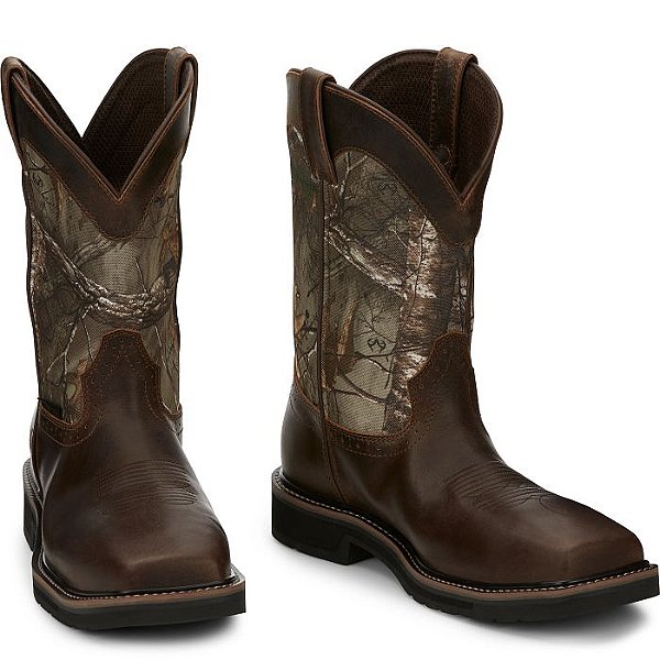 Bota Justin Boots Trekker Chocolate Brown Water Buffalo Realtree #SE4677