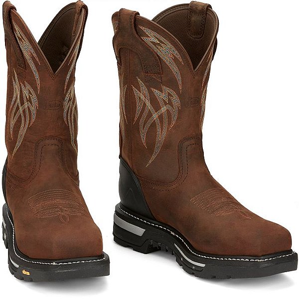 Bota Justin Boots Frontiline Hiviz Walnut Brown Water Buffalo #CR2152