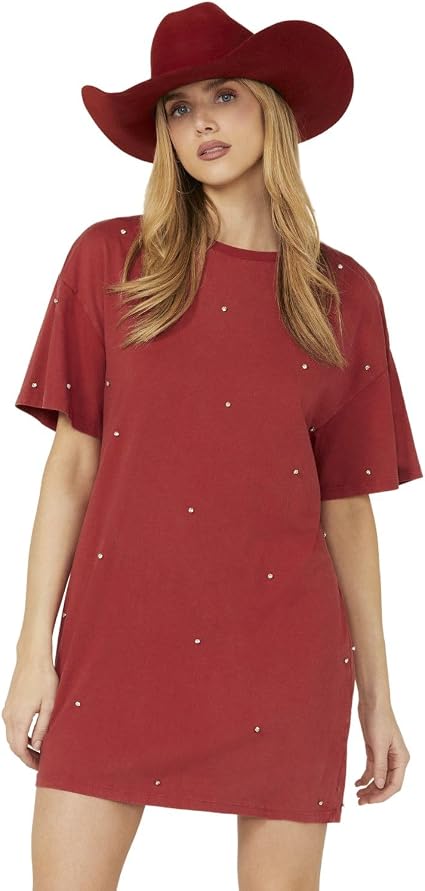 Vestido Rock & Roll Denim com strass cravejado