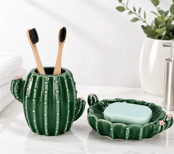 Conjunto Cerâmica Para Banheiro Cactu