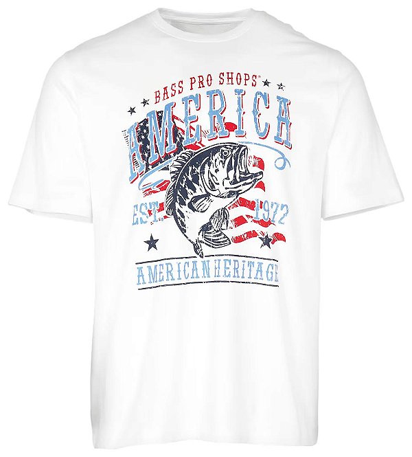 Camiseta Bass Pro Shops American Heritage Flag White