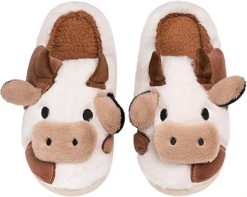 Pantufa Vaca Malhada Marrom/Branco