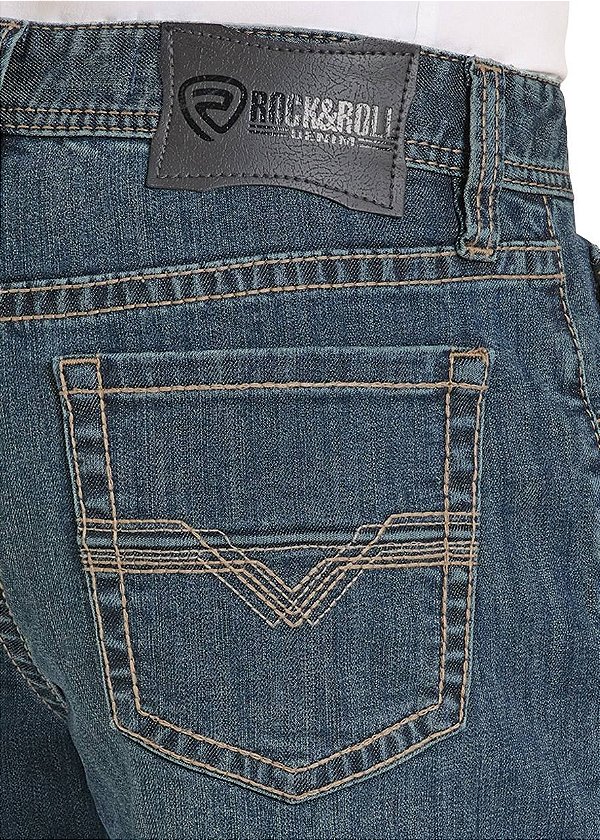 Calça Rock & Roll Denim High Rise Relaxed Fit Two Tone Tapared Bootcut BMHBD08571