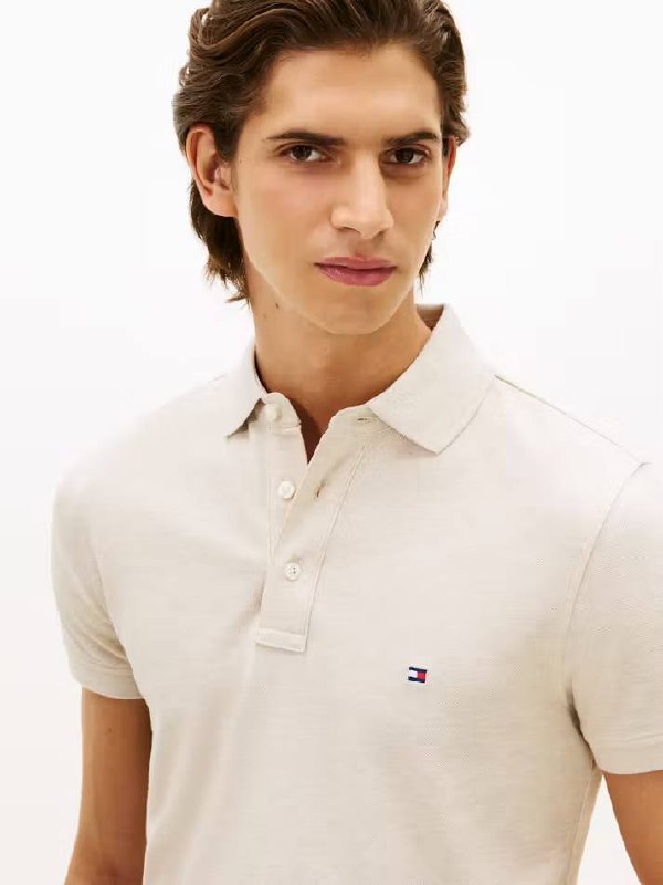 Camiseta Polo Tommy Hilfiger MW0MW32346 Heathered Oatmilk