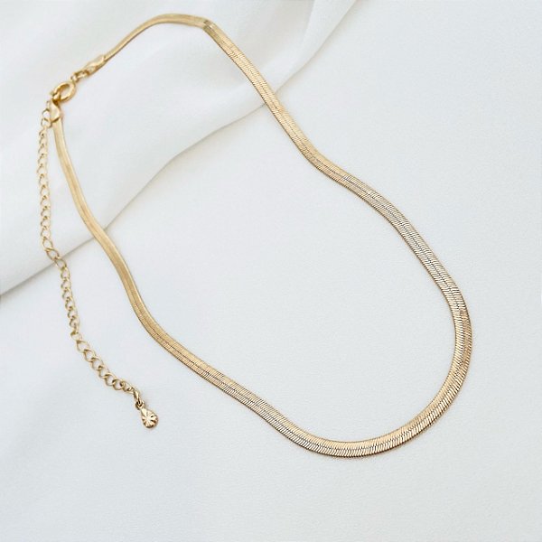 Colar Fita com 3mm banho Ouro 18k