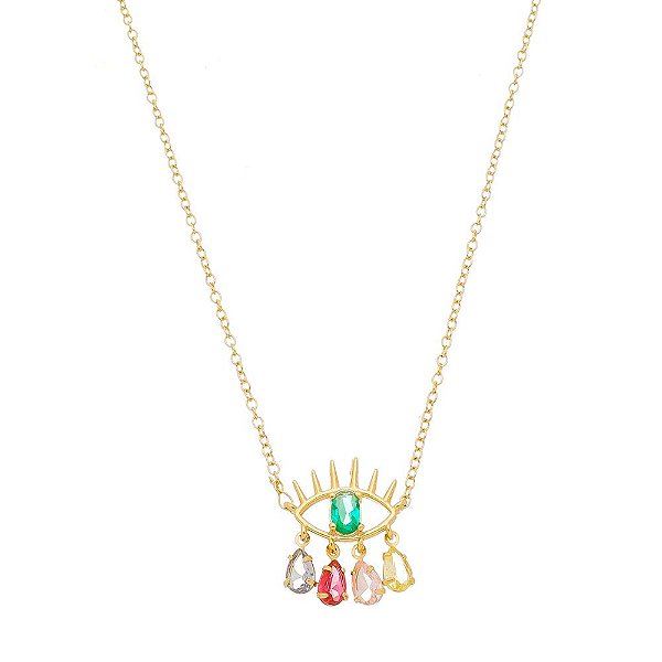 Colar Olho Grego banho Ouro 18k