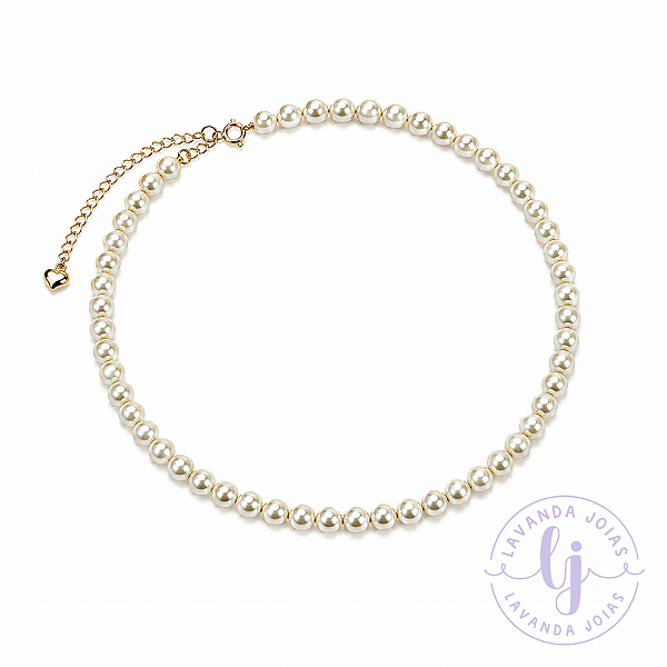 Colar Luxo Pérolas banho Ouro 18k