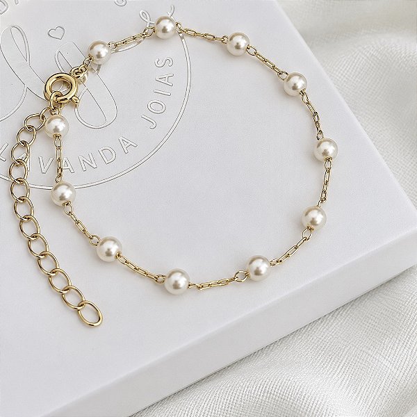 Pulseira de Pérolas banho Ouro 18k