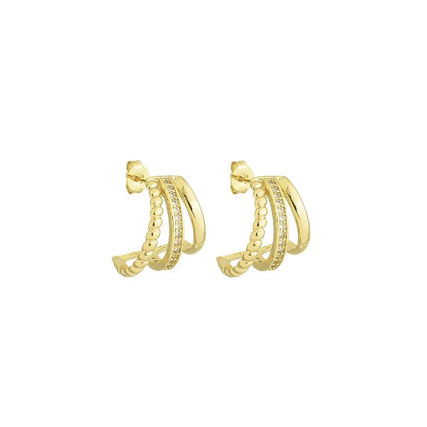 Argola Tripla em banho ouro 18k