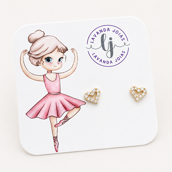 Brinco Coração Bailarina banho Ouro 18k