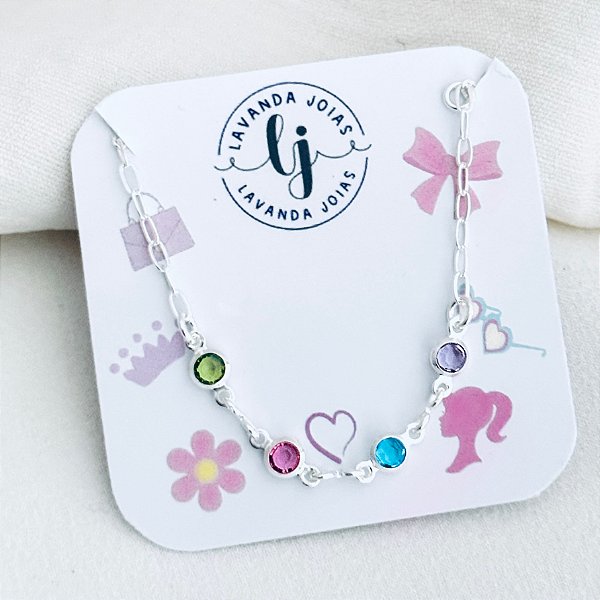 Pulseira Baby Colorida Prata 925