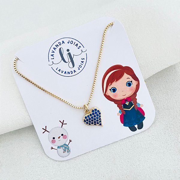 Colar Coração Princesa Cravejado banho Ouro 18k