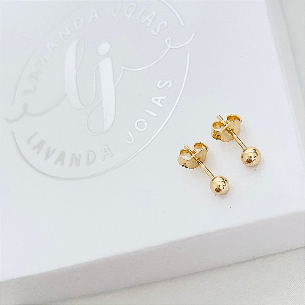 Brinco Bolinha em banho Ouro 18k