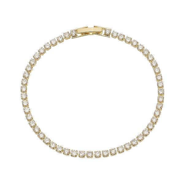 Pulseira Riviera Cristal banho Ouro 18k