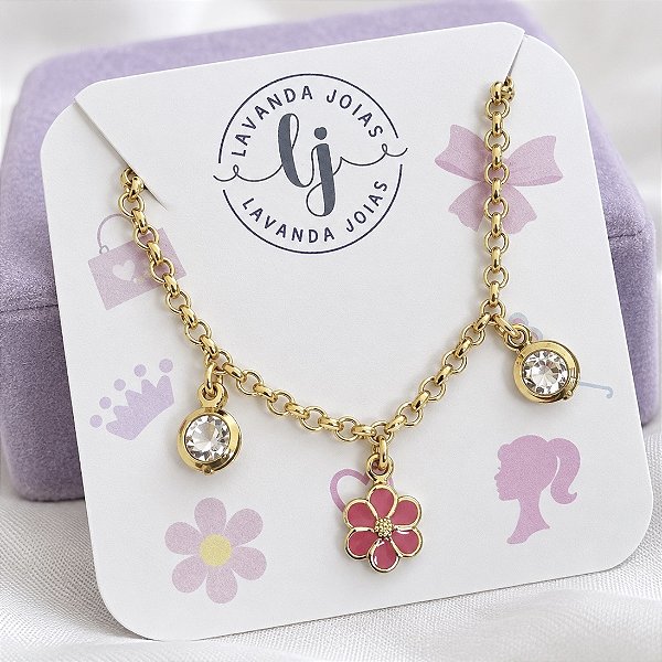 Pulseira Flor Boneca em banho Ouro 18k