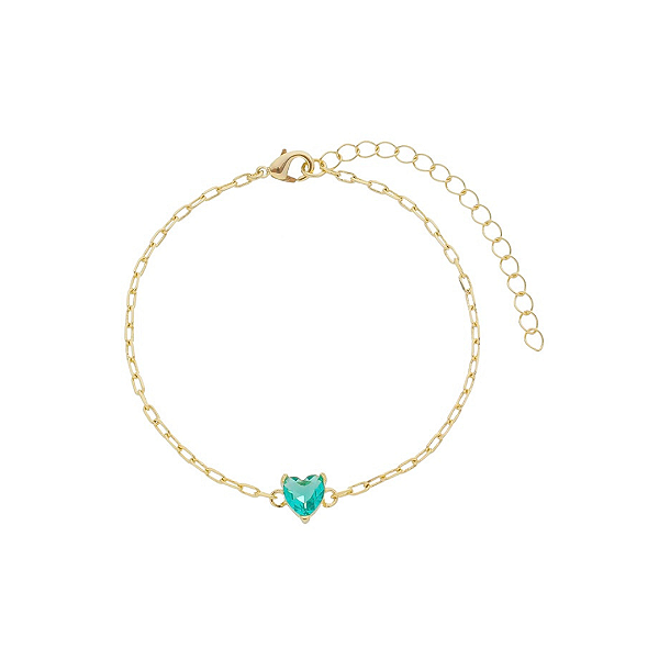 Pulseira Turmalina Coração Ouro 18k