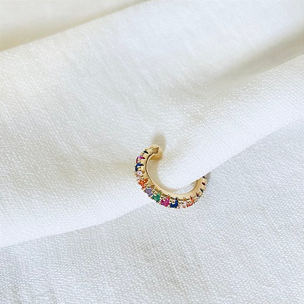 Piercing Fake Colorido em banho ouro 18k