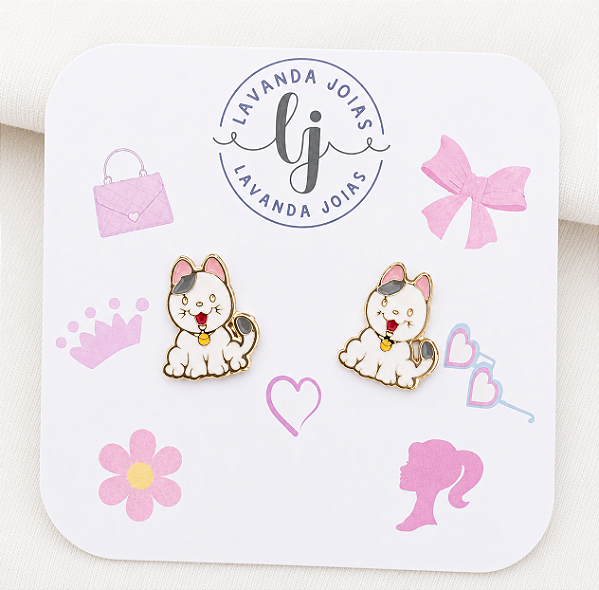 Brinco Gatinho banho Ouro 18k