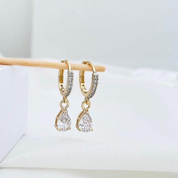Brinco Argola Gota banho Ouro 18k