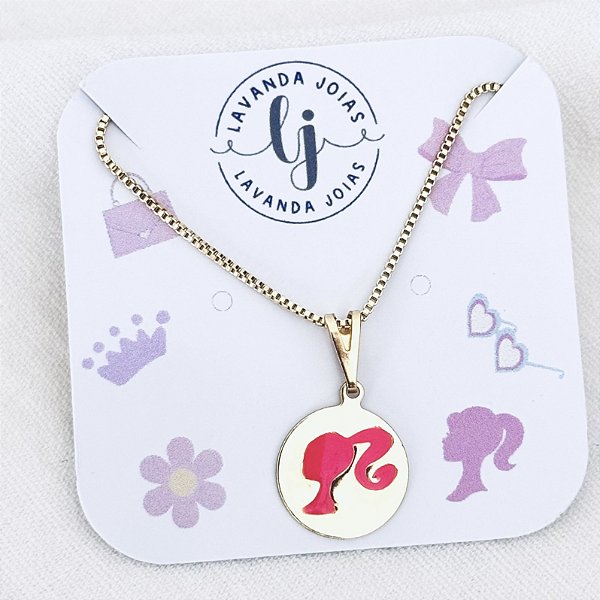 Colar Boneca Pink em banho Ouro 18k