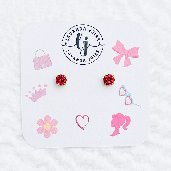 Brinco Baby Boneca Pink em banho Ouro 18k