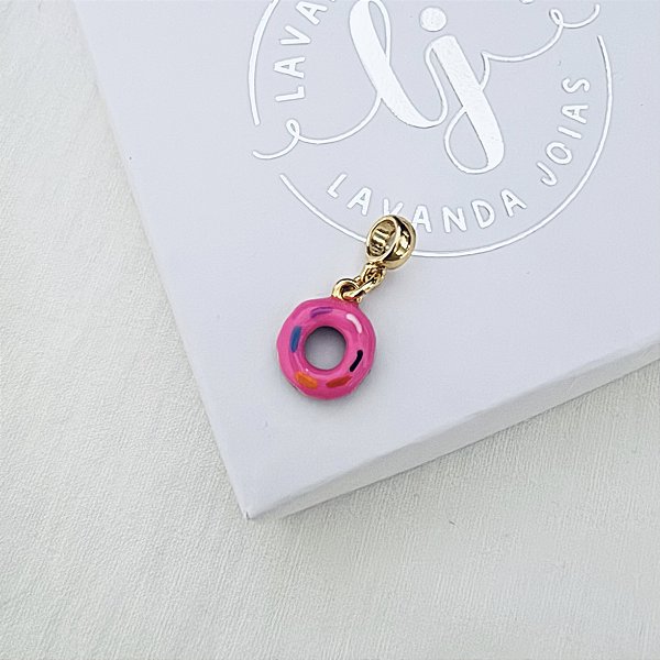 Berloque Donuts Boneca em banho Ouro 18k