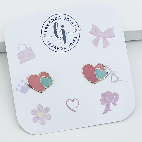 Brinco Coração Boneca em banho Ouro 18k