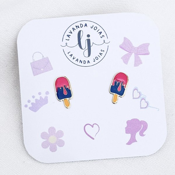 Brinco Picolé Boneca em banho Ouro 18k