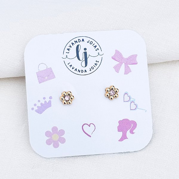 Brinco Baby Flor Boneca banho Ouro 18k