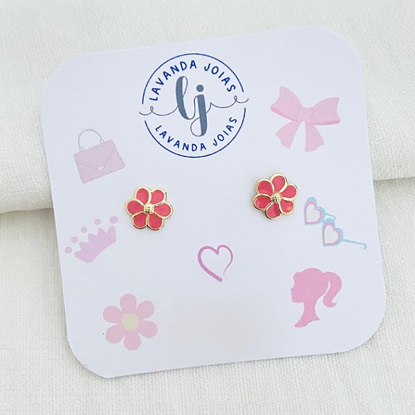 Brinco Baby Flor Boneca banho Ouro 18k